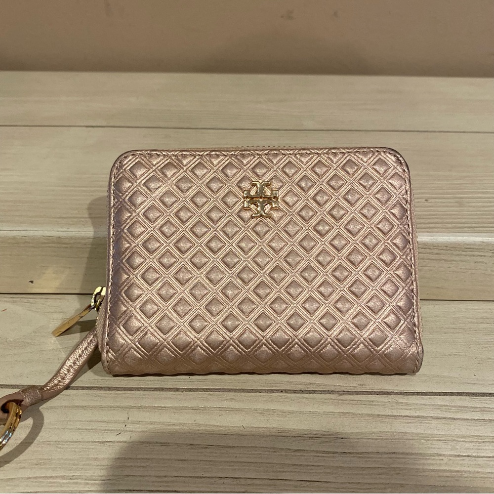 Tory Burch Marion Rose Gold Small Key Chain Wallet EUC - Picture 9 of 11